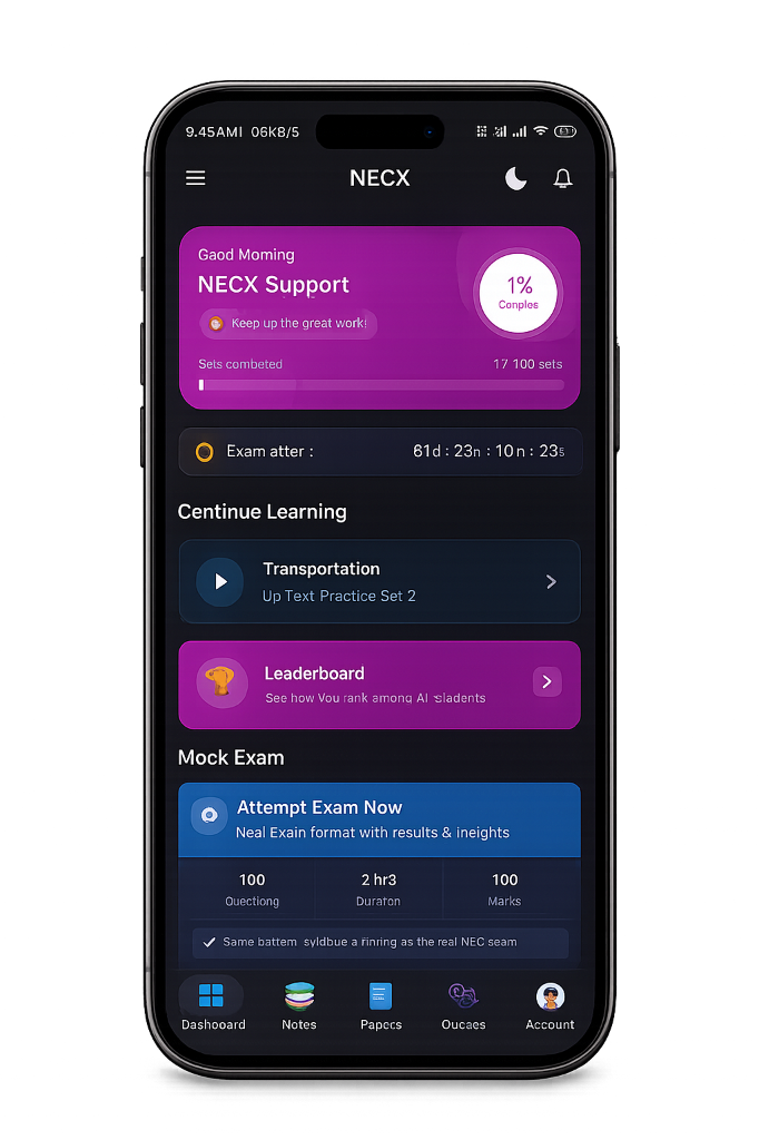 NECX Mobile App Mockup